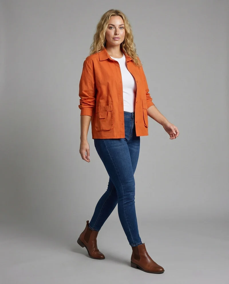Frauen Leichtgewicht Geraffte Mischgewebe Overshirt Jacke