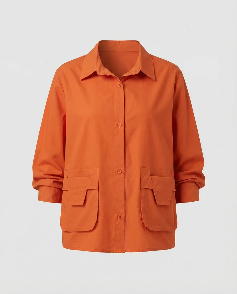 Frauen Leichtgewicht Geraffte Mischgewebe Overshirt Jacke
