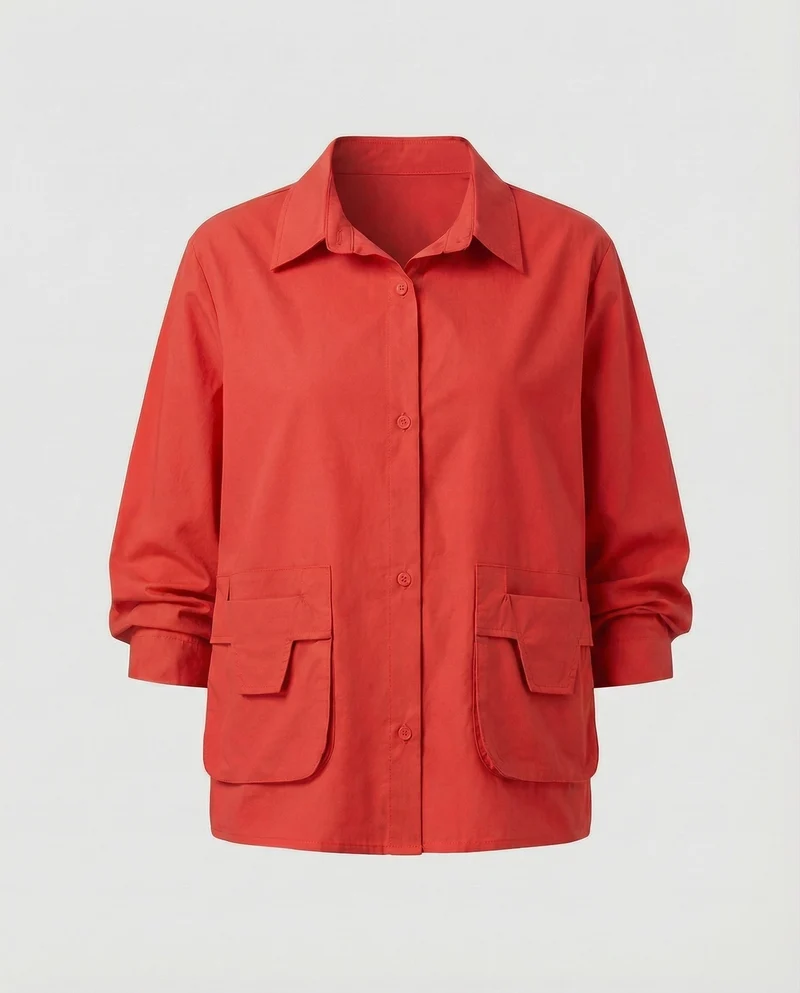 Frauen Leichtgewicht Geraffte Mischgewebe Overshirt Jacke