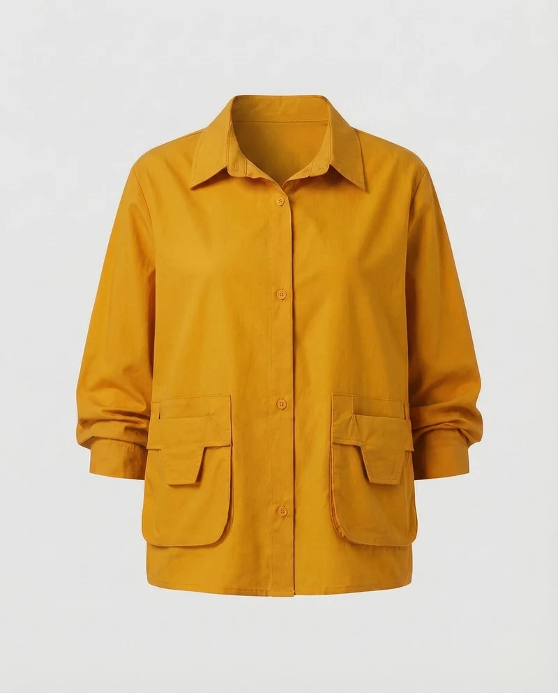 Frauen Leichtgewicht Geraffte Mischgewebe Overshirt Jacke