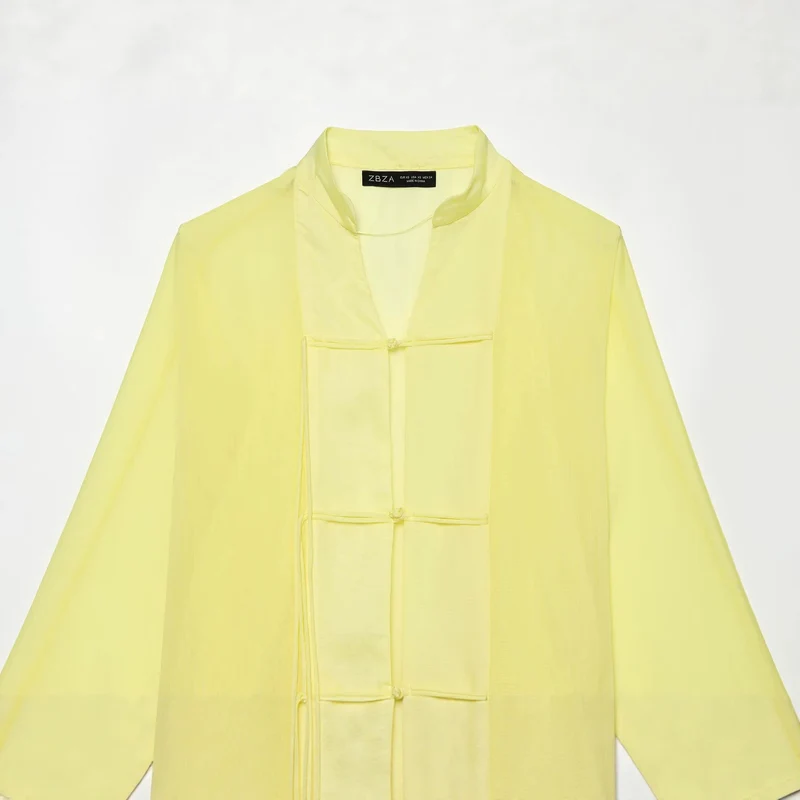 Damen Weites Kimono‑Cape aus leichter Chiffon‑Optik mit dekorativen Knotenverschlüssen Drune