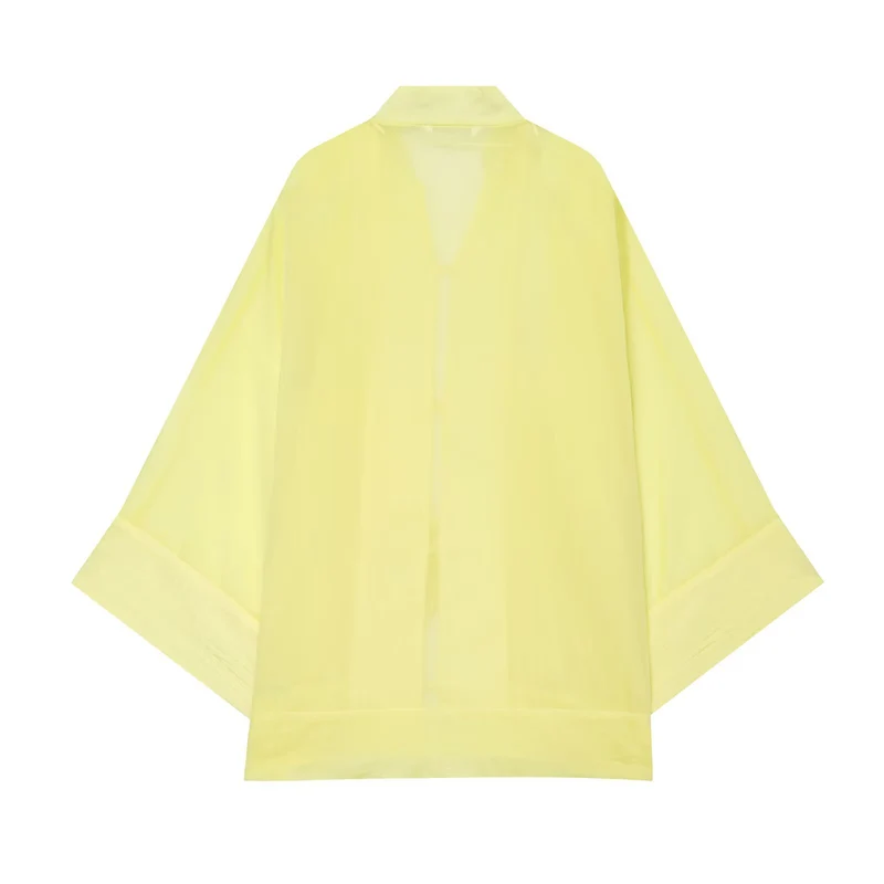 Damen Weites Kimono‑Cape aus leichter Chiffon‑Optik mit dekorativen Knotenverschlüssen Drune