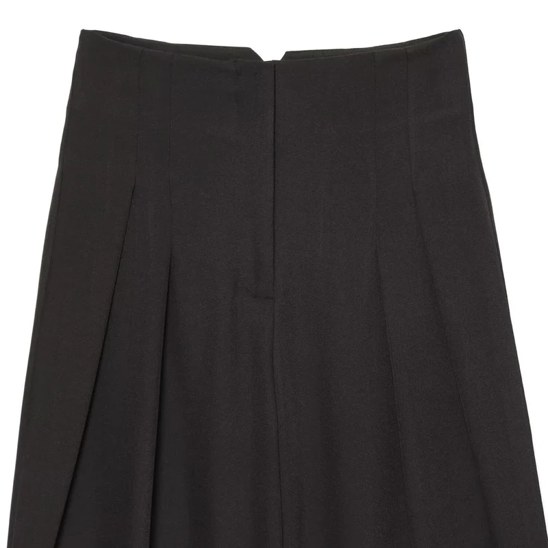 Damen Weite Palazzo‑Hose mit hoher Taille und drapiertem Frontpanel Drune