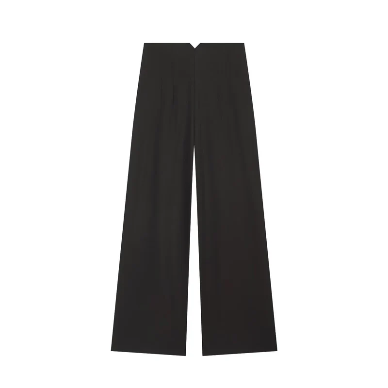 Damen Weite Palazzo‑Hose mit hoher Taille und drapiertem Frontpanel Drune