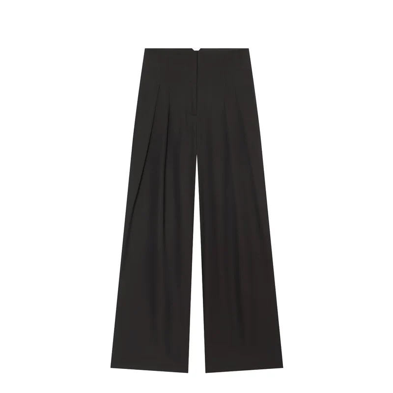 Damen Weite Palazzo‑Hose mit hoher Taille und drapiertem Frontpanel Drune