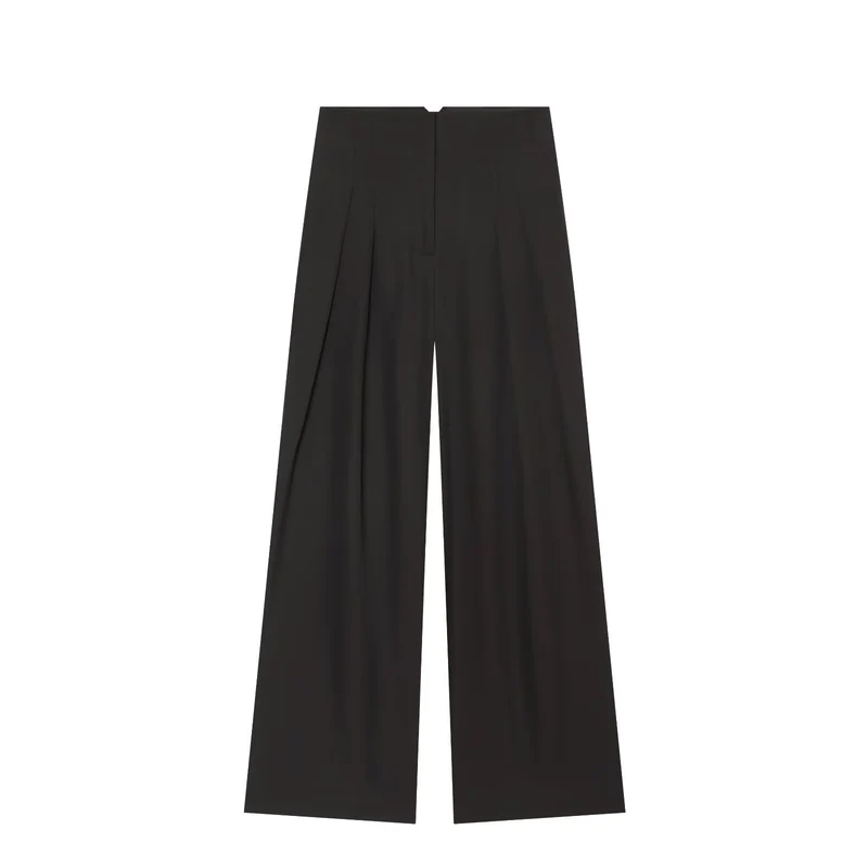 Damen Weite Palazzo‑Hose mit hoher Taille und drapiertem Frontpanel Drune