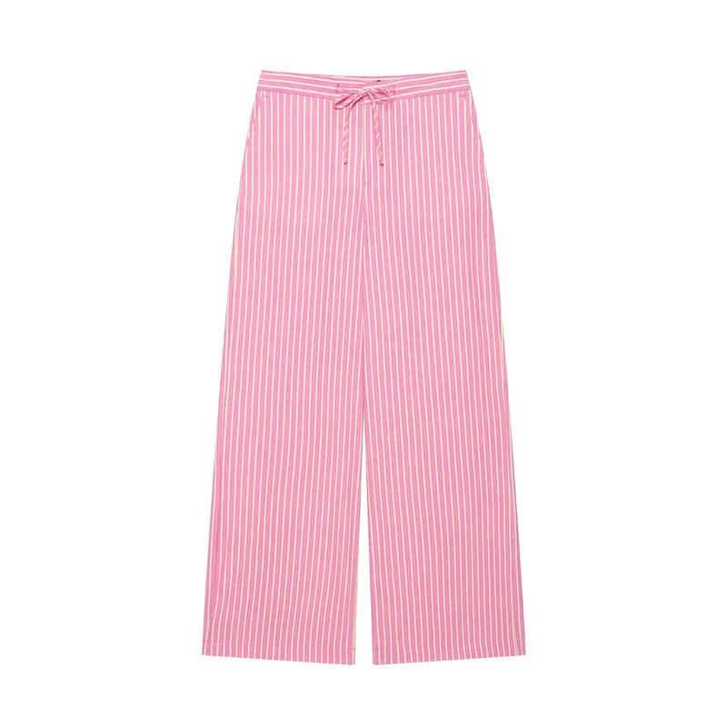 Damen Weite Palazzo‑Hose mit hohem Bund und Tunnelzug Drune