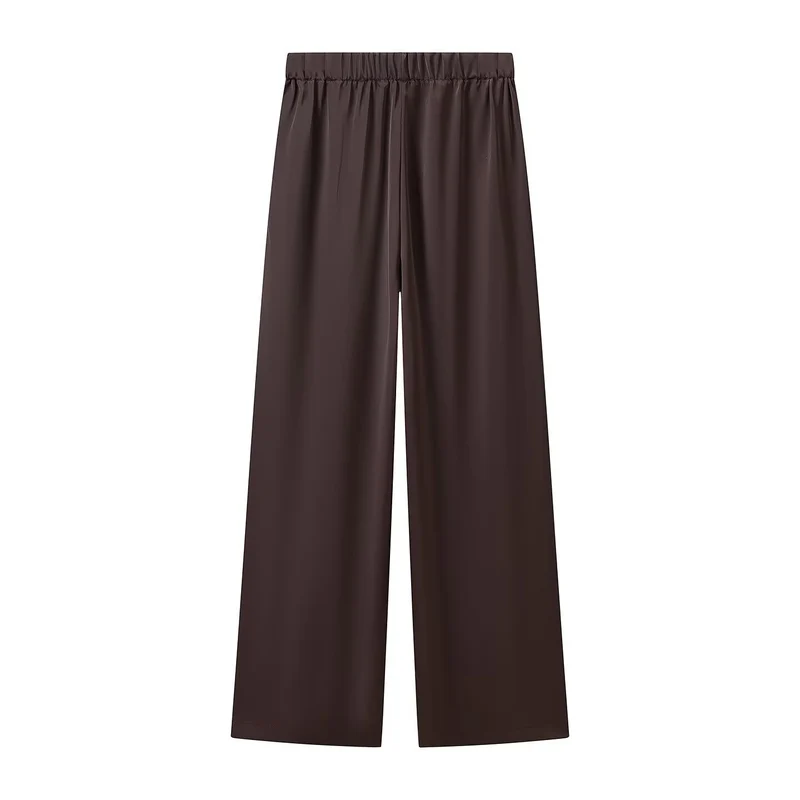 Damen Weite Palazzo-Hose mit Elastikbund und fließender Satinoptik Drune