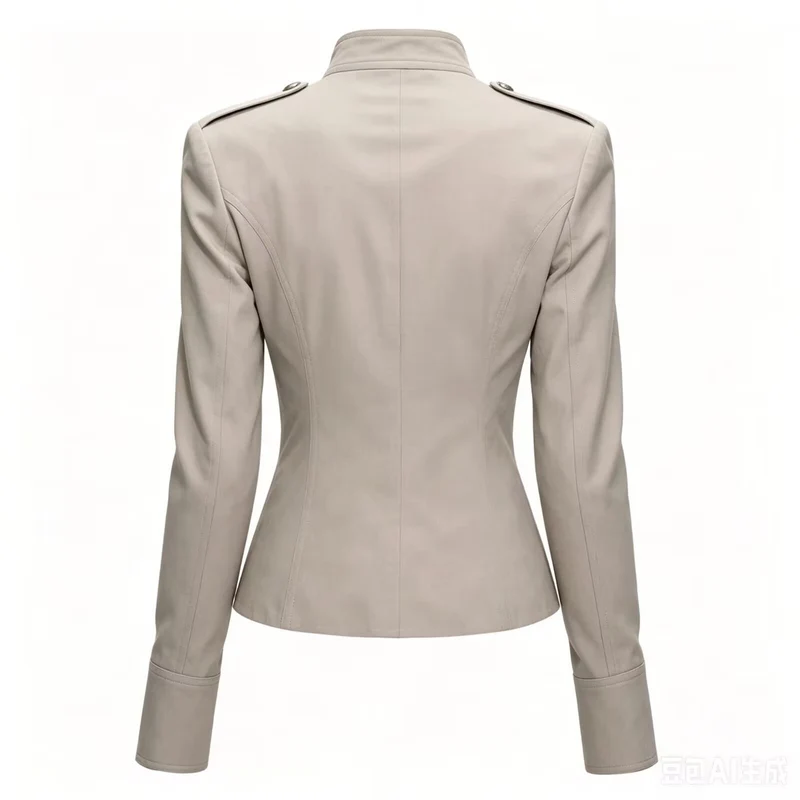 Damen Taillierte Military‑Inspired Jacke mit Stehkragen, Zierknopfreihe und Reißverschluss Drune