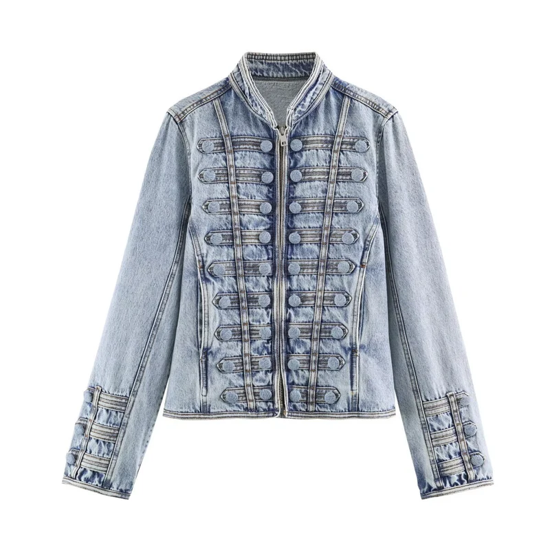 Damen Taillierte Kurzjacke im historischen Uniformstil mit Stehkragen Drune