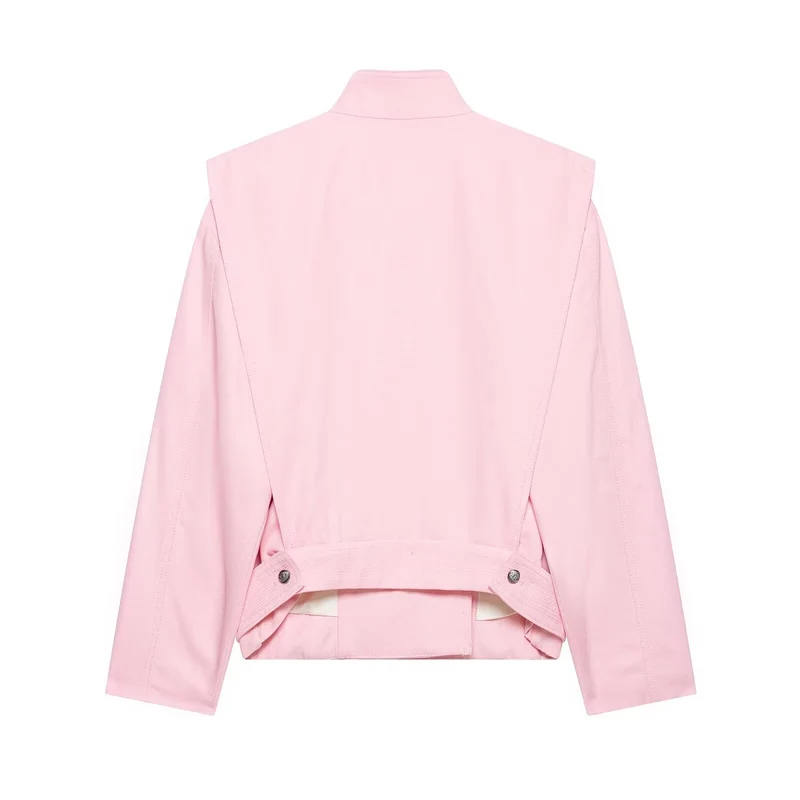 Damen Taillierte Cropped-Jacke mit asymmetrischem Stehkragen und dekorativen Druckknöpfen Drune
