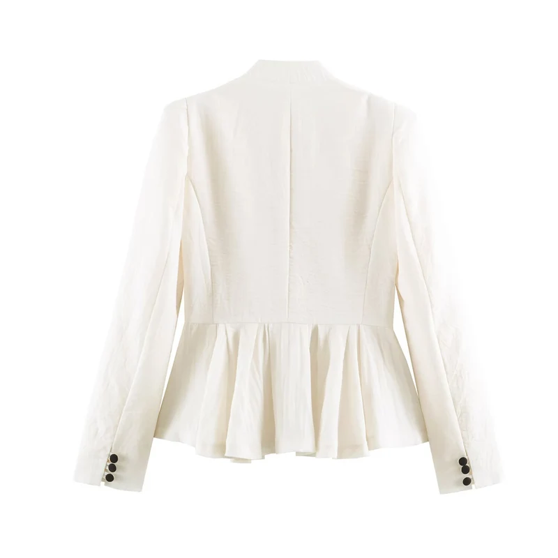 Damen Taillierte Blazerjacke mit tiefem V-Ausschnitt, Schößchen und Zierknopfleiste Drune