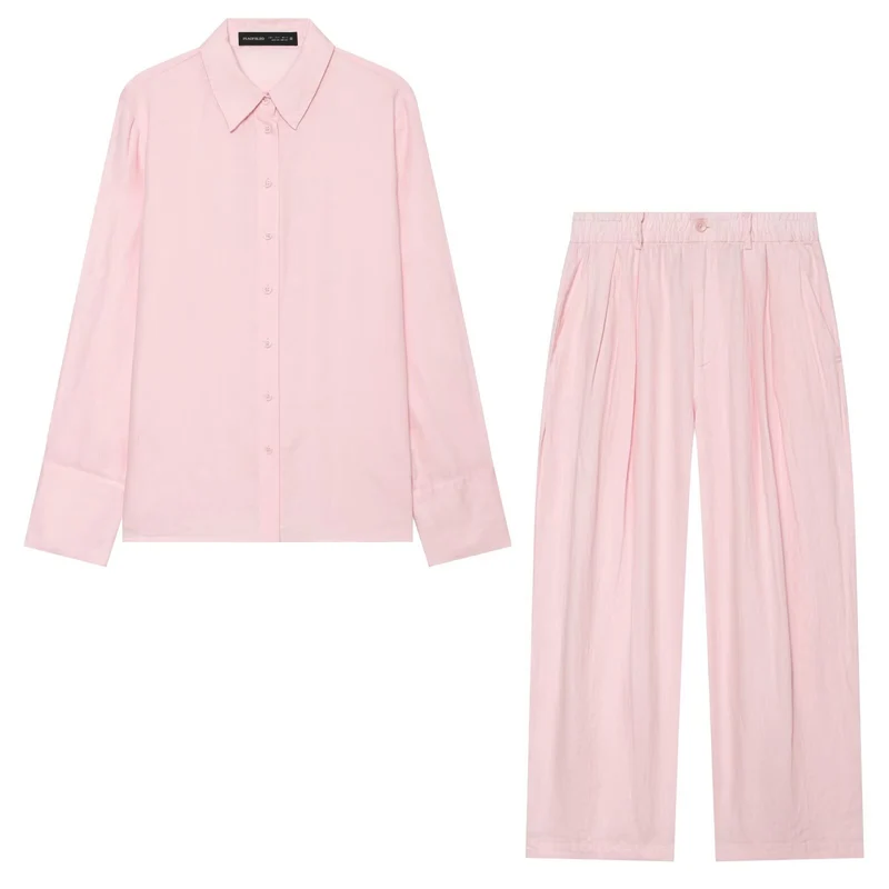 Damen Oversized Seidenimitat-Hemdbluse mit Kentkragen und Manschetten Drune