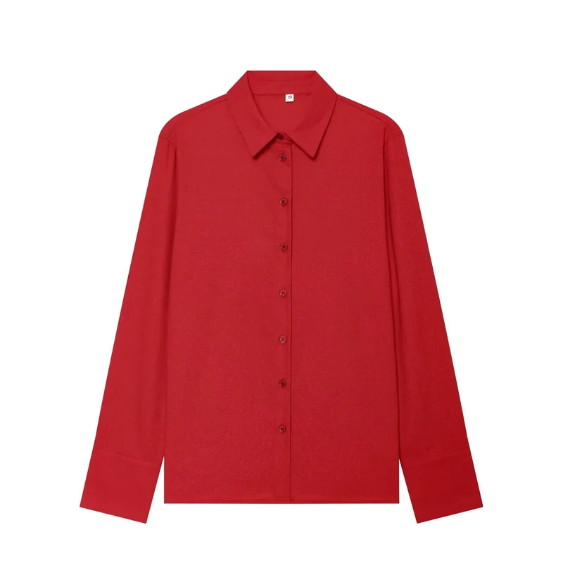 Damen Oversized Seidenimitat-Hemdbluse mit Kentkragen und Manschetten Drune