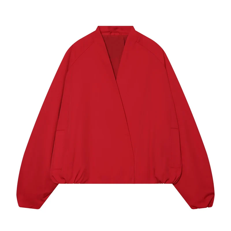 Damen Oversized Bomberjacke mit Schalkragen, Raglanärmeln und elastischem Saum Drune