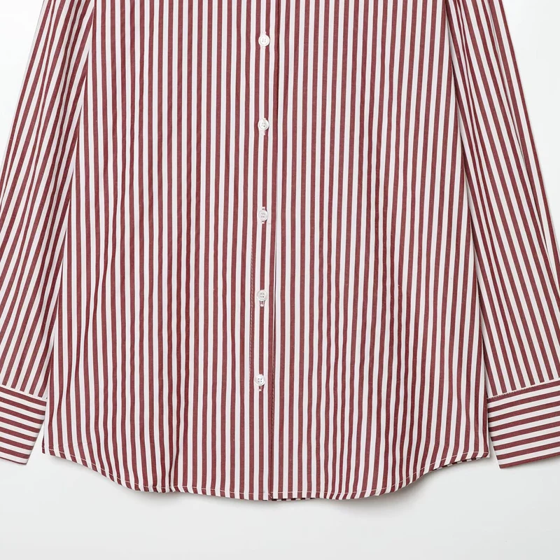 Damen Oversize Streifen‑Hemdbluse mit überschnittener Schulter und verlängertem Saum Drune