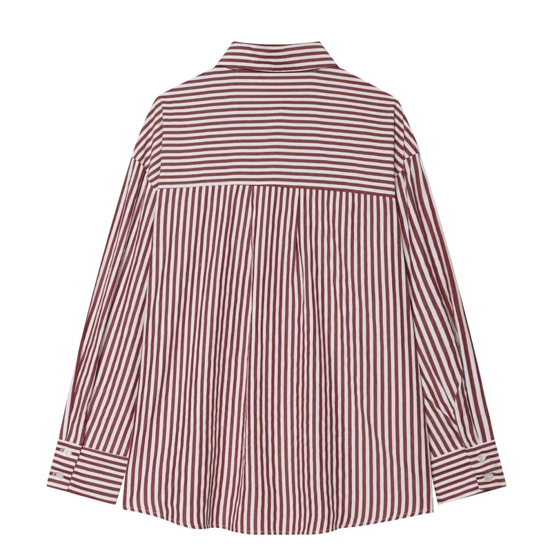 Damen Oversize Streifen‑Hemdbluse mit überschnittener Schulter und verlängertem Saum Drune