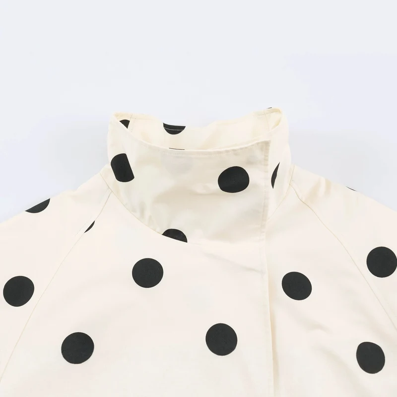 Damen Oversize-Punkte-Bomberjacke mit hohem Stehkragen und elastischem Saum Drune