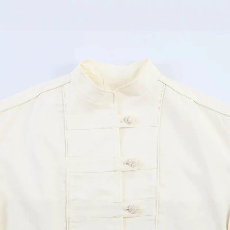 Damen Oversize Jacke mit Stehkragen und chinesischen Zierknöpfen Drune