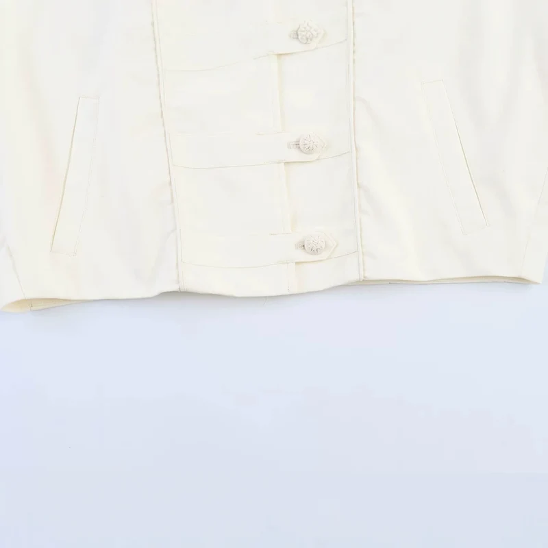 Damen Oversize Jacke mit Stehkragen und chinesischen Zierknöpfen Drune
