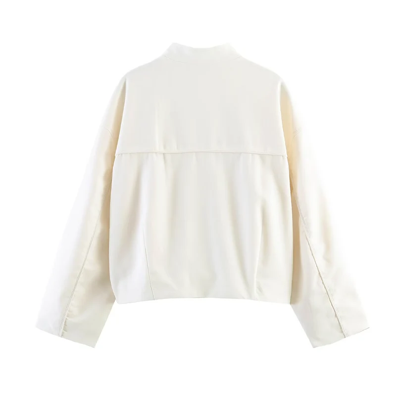 Damen Oversize Jacke mit Stehkragen und chinesischen Zierknöpfen Drune