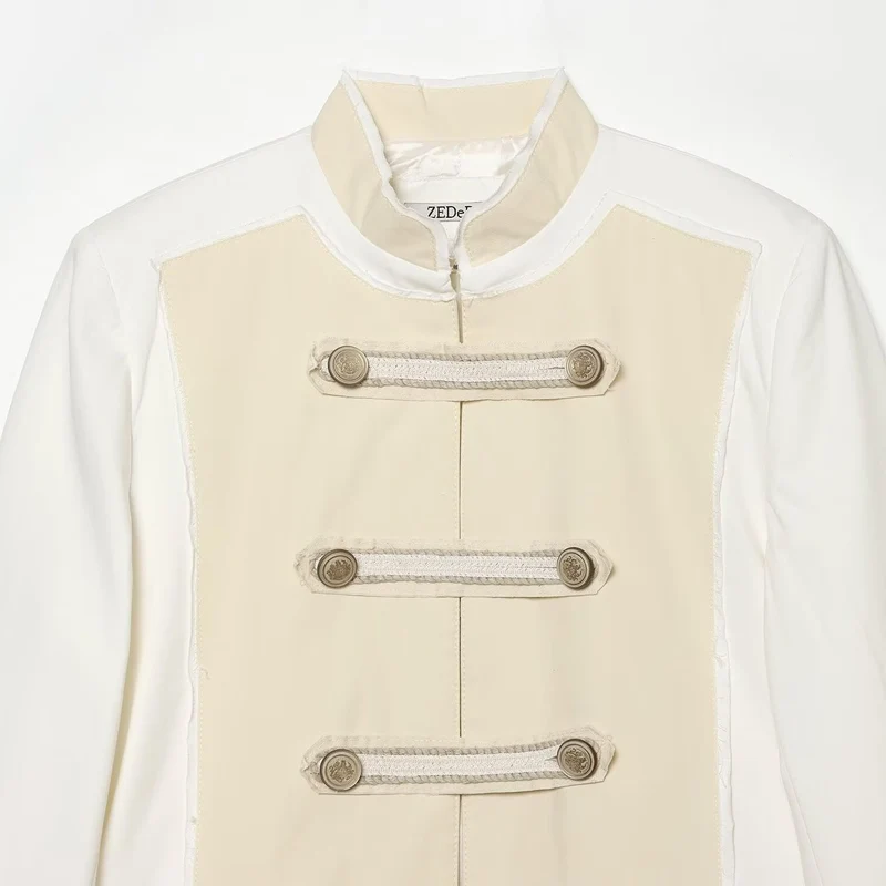 Damen Militärisch inspirierte Kurzjacke mit Zierknopfleiste Drune