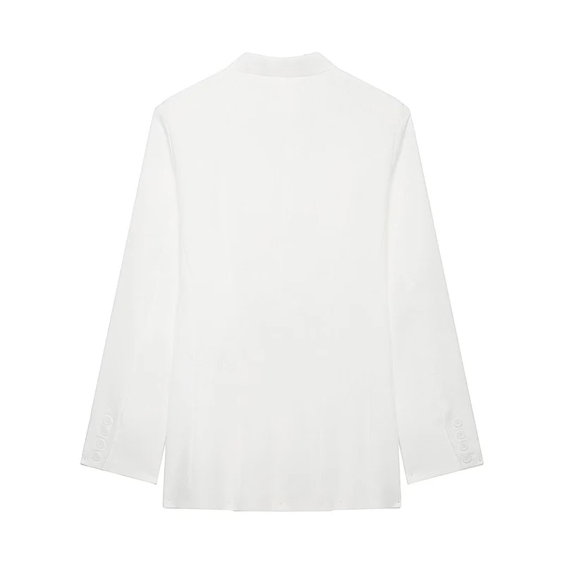 Damen Mandarin-Kragen Longblazer mit durchgehender Knopfleiste und aufgesetzten Taschen Drune