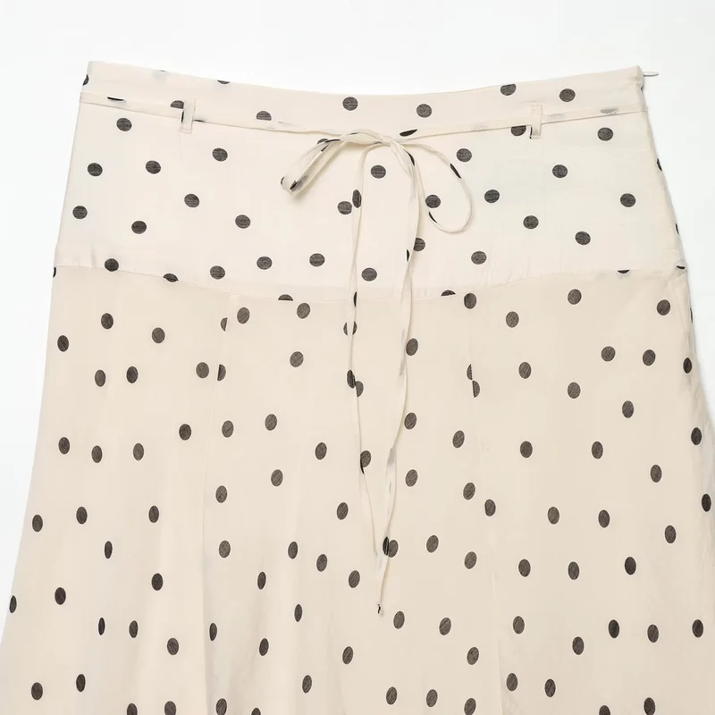 Damen Leichter Midirock mit hoher Taille, A‑Linie und Bindegürtel Drune