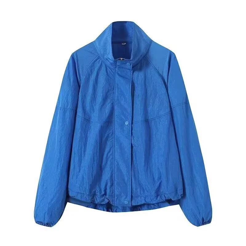 Damen Leichte Windjacke mit Stehkragen, Raglanärmeln und elastischem Saum Drune