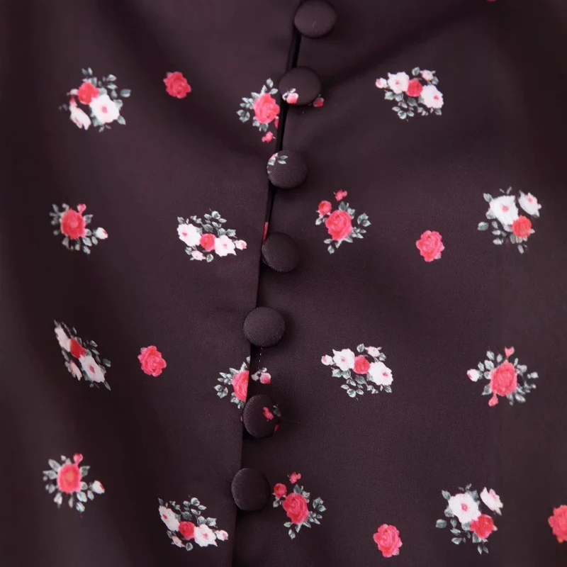 Damen Langärmliges Maxikleid mit Stehkragen, durchgehender Knopfleiste und floralem Alloverprint Drune