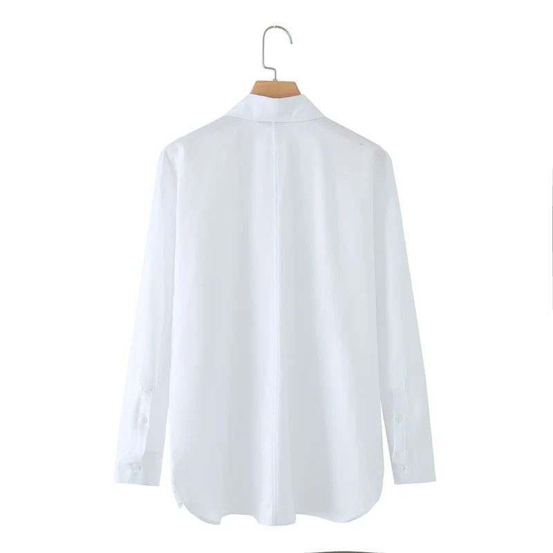 Damen Langärmlige Oversize-Bluse mit verdeckter Knopfleiste und dekorativen Kordelapplikationen Drune