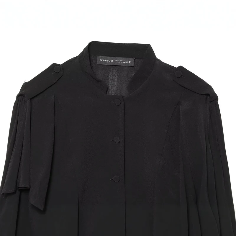 Damen Kurzjacke mit Lagenvolants, Stehkragen und verdeckter Knopfleiste Drune