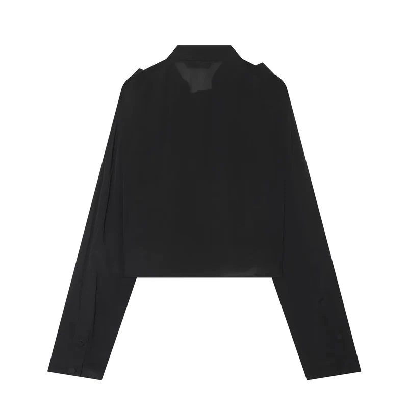 Damen Kurzjacke mit Lagenvolants, Stehkragen und verdeckter Knopfleiste Drune