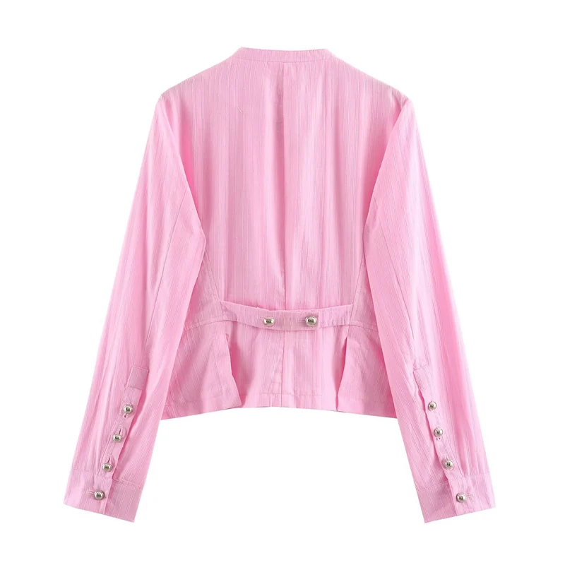 Damen Kurzjacke mit asymmetrischer Knopfleiste, Stehkragen und Zier‑Taschen Drune