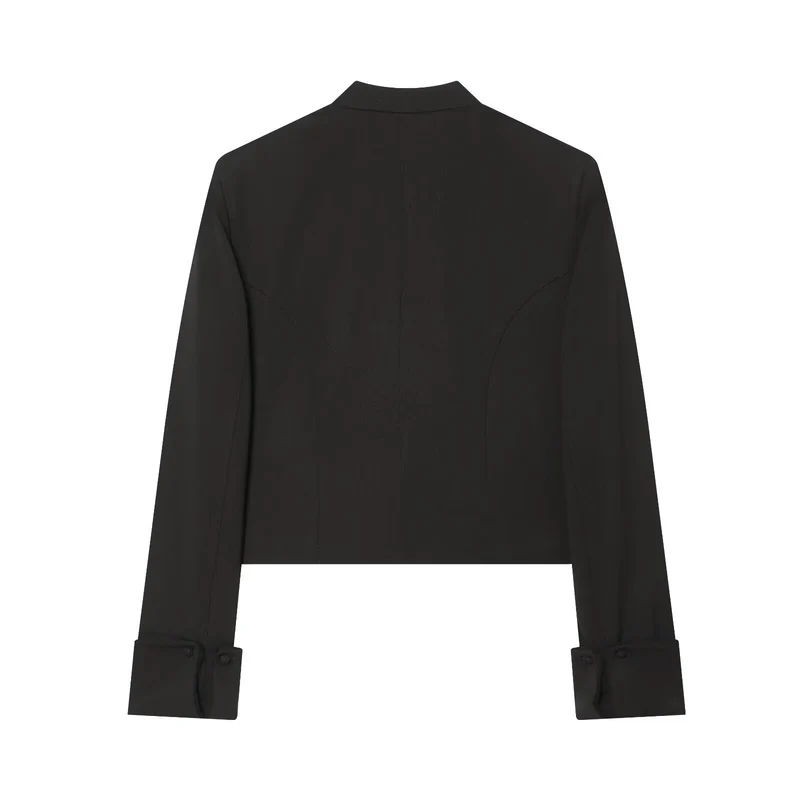 Damen Kurzgeschnittener Militärblazer mit ornamentalem Kordelbesatz und Stehkragen Drune
