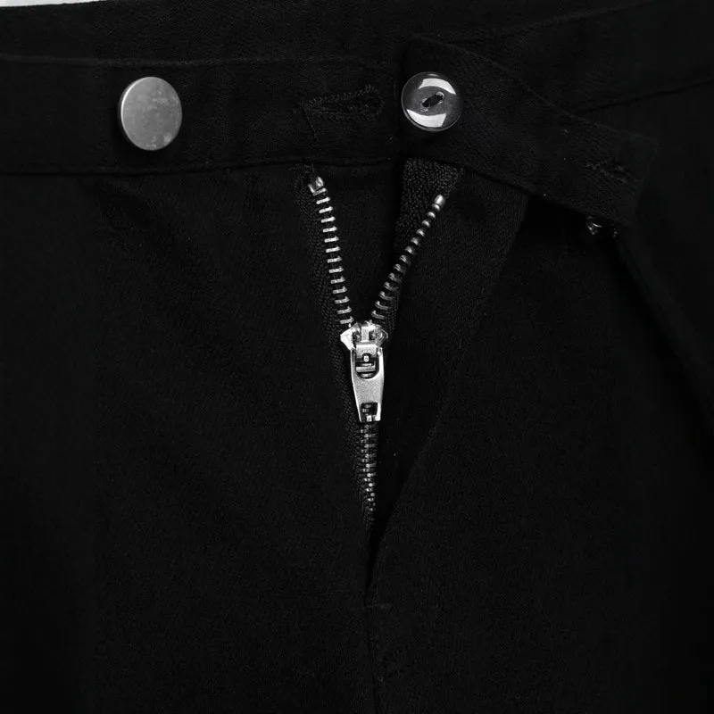 Damen Kurzgeschnittene Slim-Fit knöchellange Stoffhose mit Reißverschlusstaschen Drune