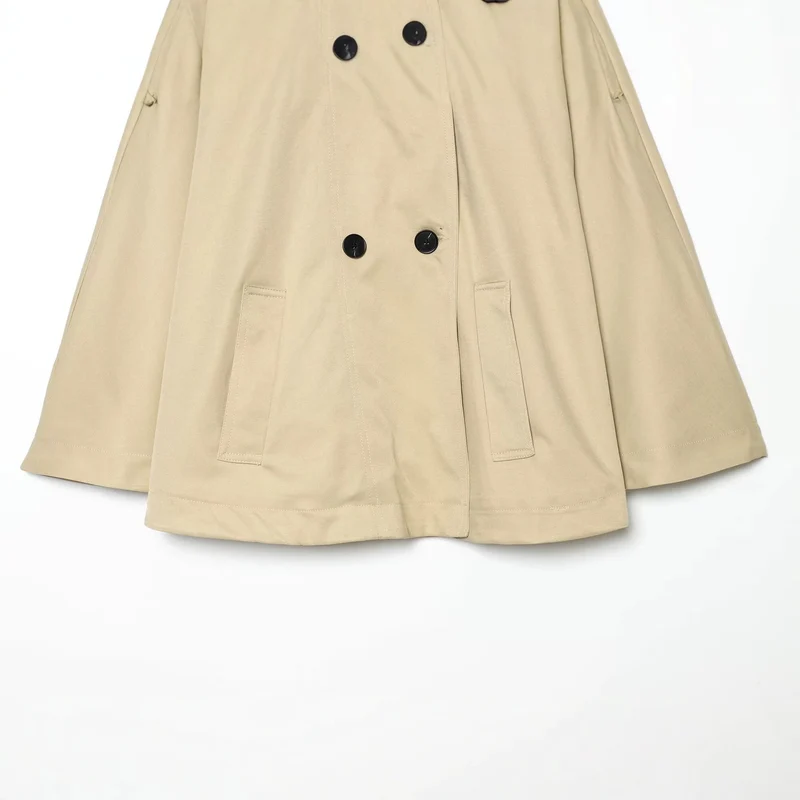 Damen Kurzes Trench-Cape mit Stehkragen, Schulterpatten und doppelter Knopfleiste Drune