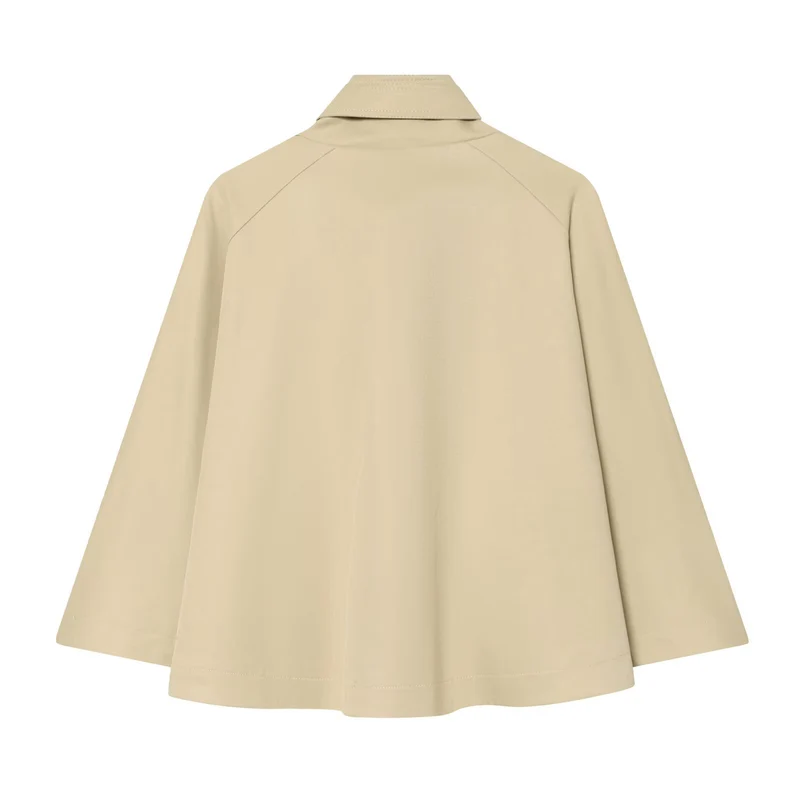 Damen Kurzes Trench-Cape mit Stehkragen, Schulterpatten und doppelter Knopfleiste Drune