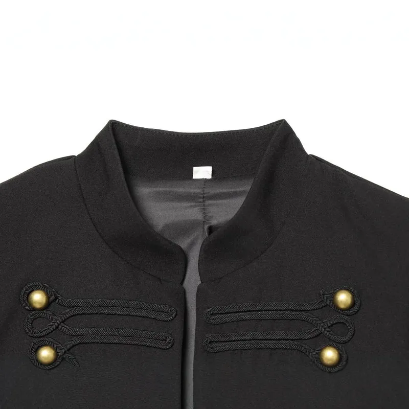 Damen Kurzer Feldblazer mit Stehkragen, Kordelverzierung und Messingknöpfen Drune