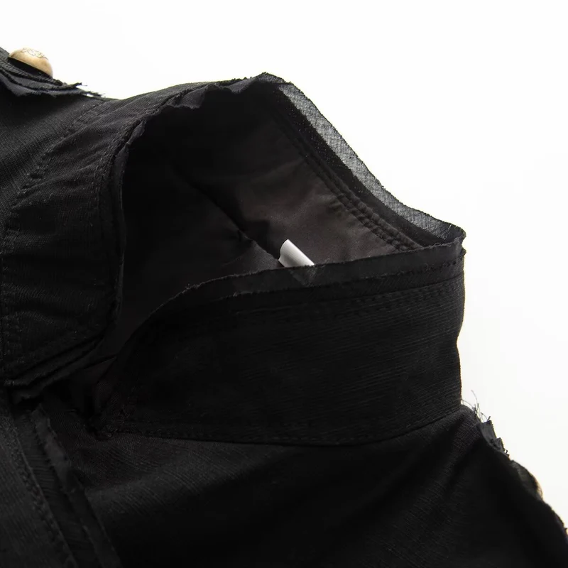 Damen Kurze Militärjacke mit Stehkragen und goldenen Zierknöpfen Drune