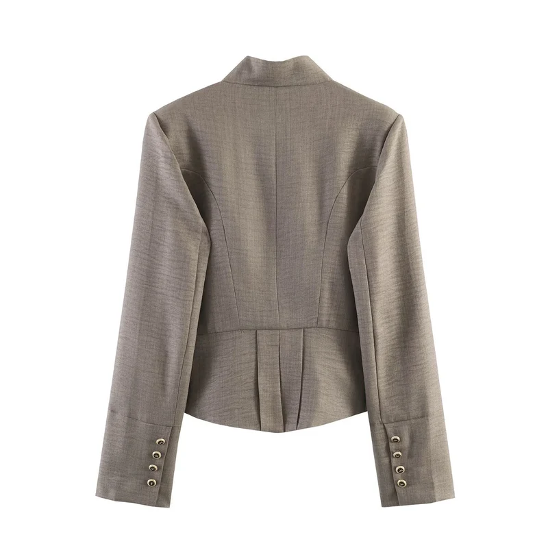 Damen Kurzblazer mit Stehkragen, doppelreihiger Zierknopfleiste und taillierter Silhouette Drune