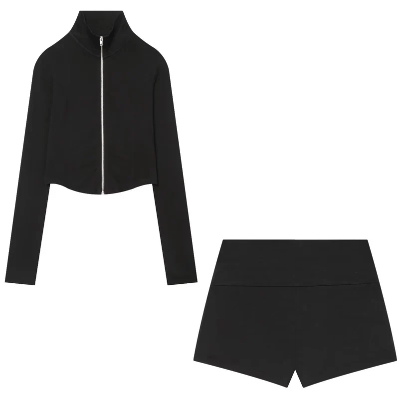 Damen Kurz geschnittenes Zip-Up-Set aus Stretchjersey Drune