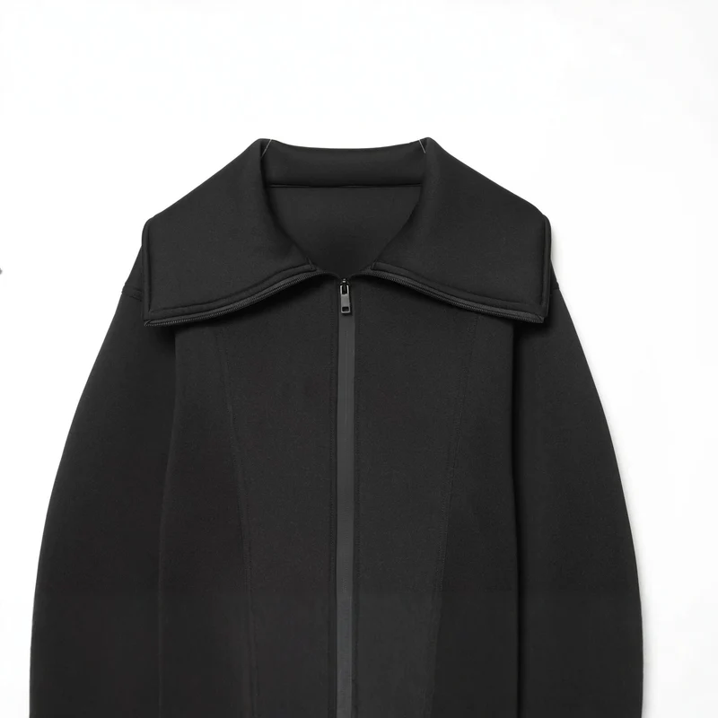 Damen Kurz geschnittene Boxy-Jacke mit überlappendem Stehkragen und wasserdichtem Reißverschluss Drune