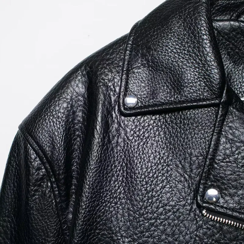 Damen Kurz geschnittene Bikerjacke in Lederoptik mit Taillengürtel Drune