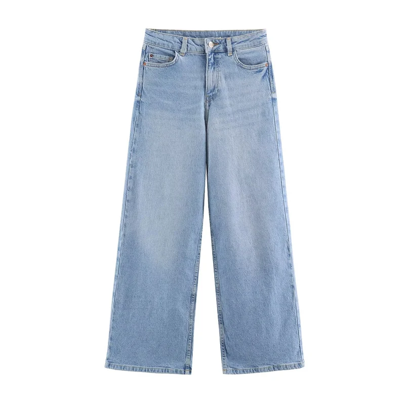 Damen Hochtaillierte Cropped Jeans mit weitem Bein und Fünf‑Taschen‑Schnitt Drune