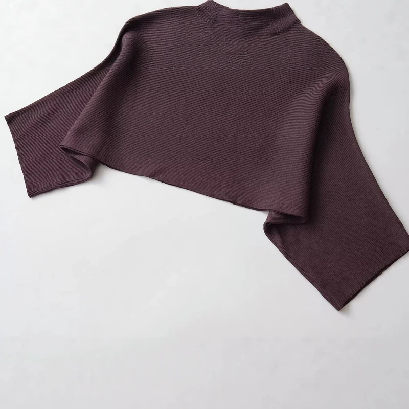 Damen Gerippter Kurz‑Poncho mit U‑Boot‑Ausschnitt und kastiger Silhouette Drune