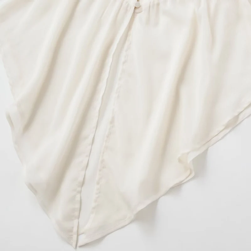 Damen fließende Tunika-Bluse mit geraffter Taille und spitzem Saum Drune