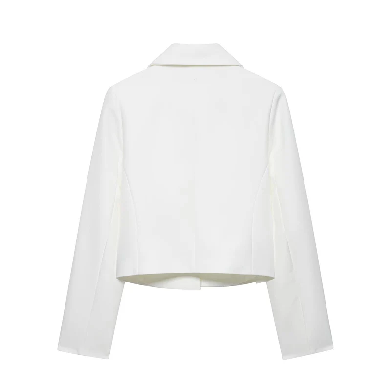 Damen Eleganter taillierter Cropped‑Blazer mit doppelreihiger Zierknopfleiste und konstruiertem Revers Drune
