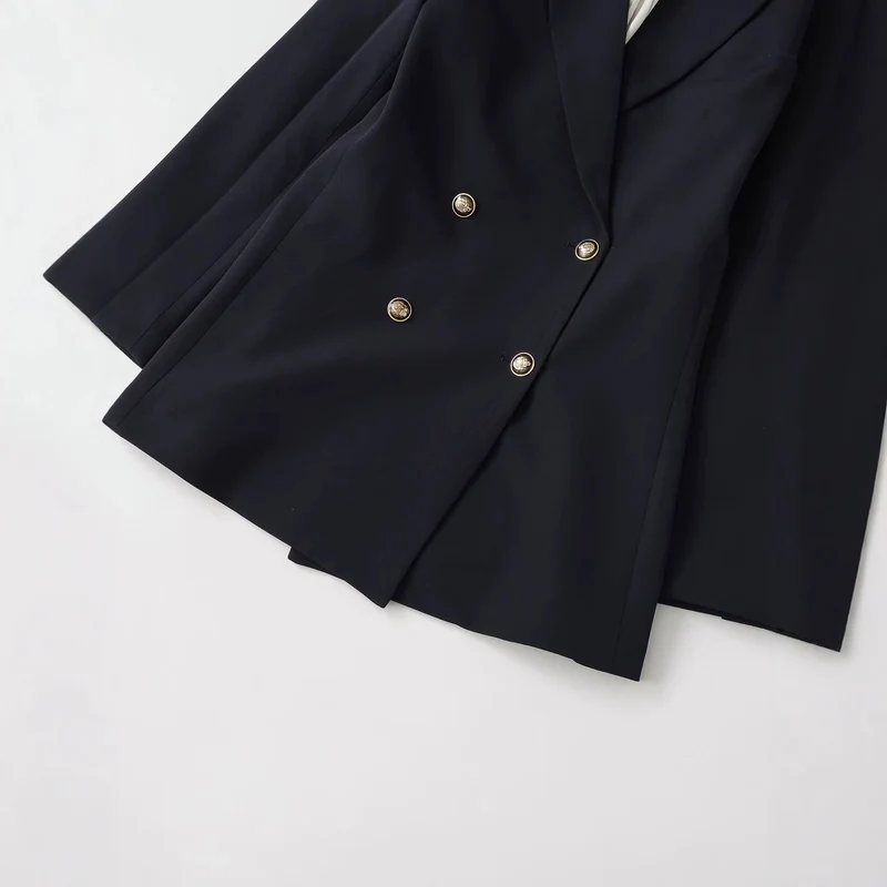 Damen Doppelreihiger Longblazer mit markanten Goldknöpfen und strukturierter Schulter Drune