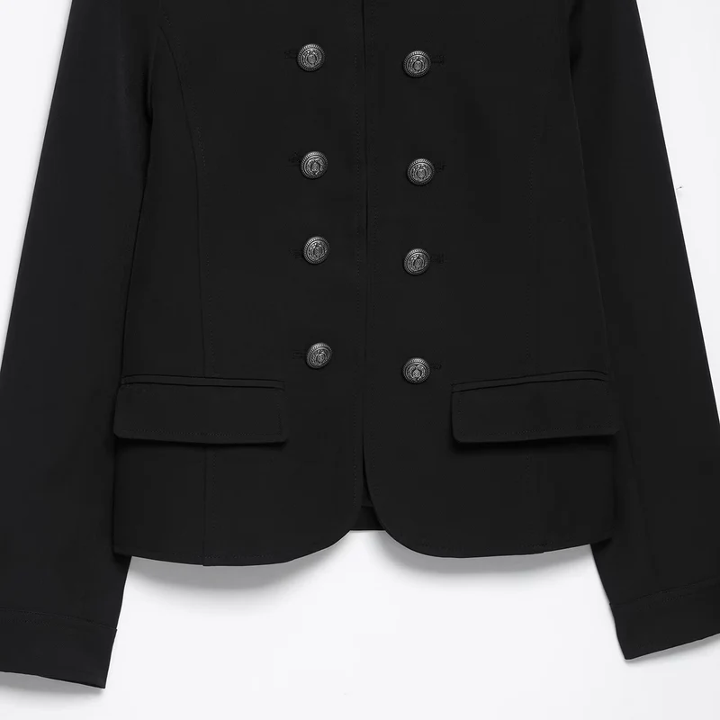 Damen Doppelreihige Militärjacke mit Stehkragen Drune